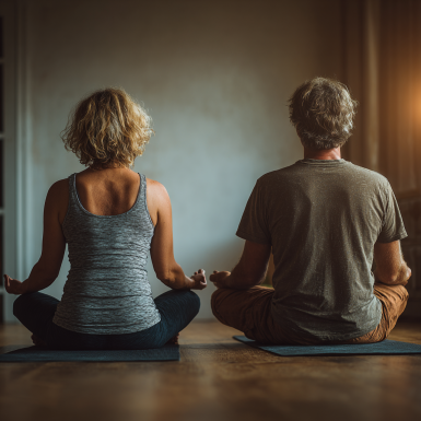 Групове заняття йогою для літніх людей